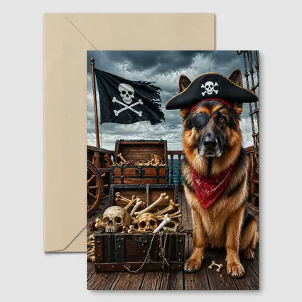 German Shepherd Pirate Captain Ship Deck