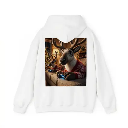 Reindeer Gaming in Cozy Christmas Living Room