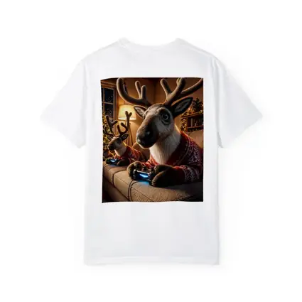 Reindeer Gaming in Cozy Christmas Living Room