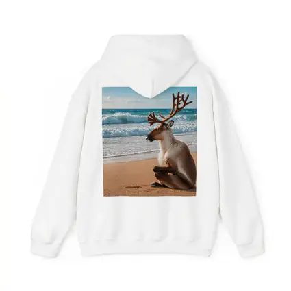 Caribou Sitting Peacefully on Sandy Beach