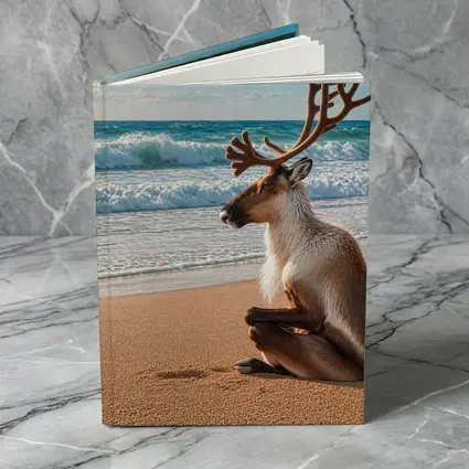 Caribou Sitting Peacefully on Sandy Beach