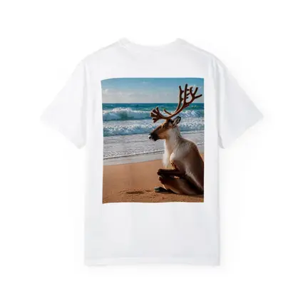 Caribou Sitting Peacefully on Sandy Beach