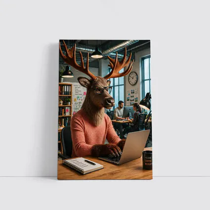 Deer Programmer Working Laptop Office Coworking