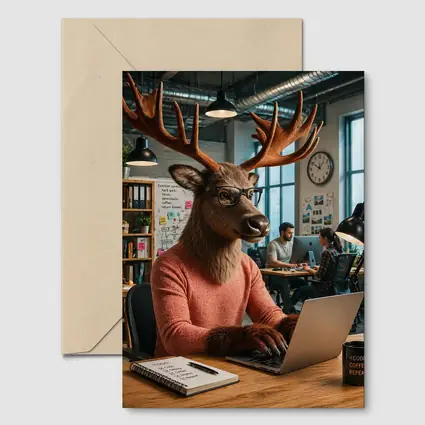 Deer Programmer Working Laptop Office Coworking