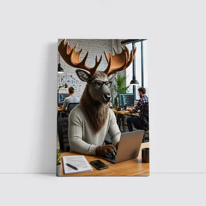 Moose Programmer Working Laptop Office Setting