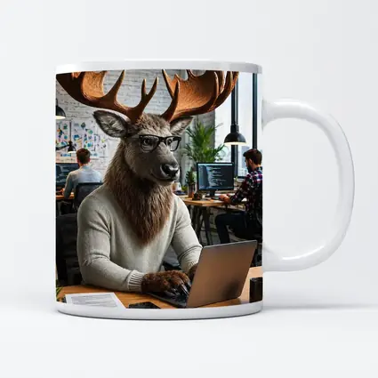 Moose Programmer Working Laptop Office Setting