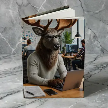 Moose Programmer Working Laptop Office Setting
