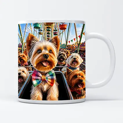 Yorkshire Terriers at Colorful Carnival Fair