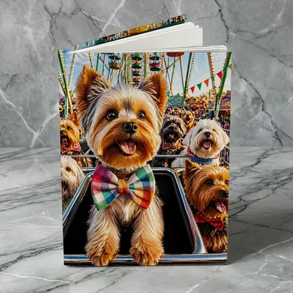 Yorkshire Terriers at Colorful Carnival Fair