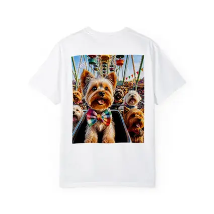 Yorkshire Terriers at Colorful Carnival Fair