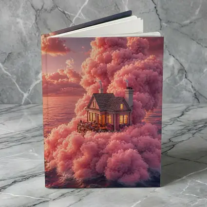 Cozy House Surrounded By Pink Clouds Ocean