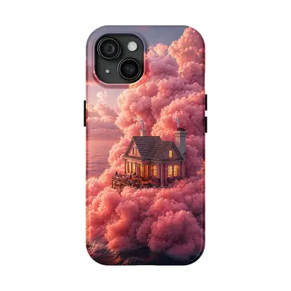 Cozy House Surrounded By Pink Clouds Ocean
