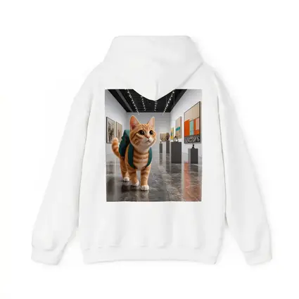 Orange Tabby Cat Exploring Art Gallery