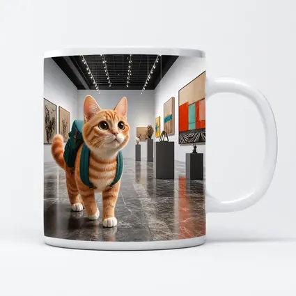Orange Tabby Cat Exploring Art Gallery