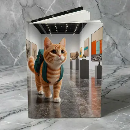 Orange Tabby Cat Exploring Art Gallery