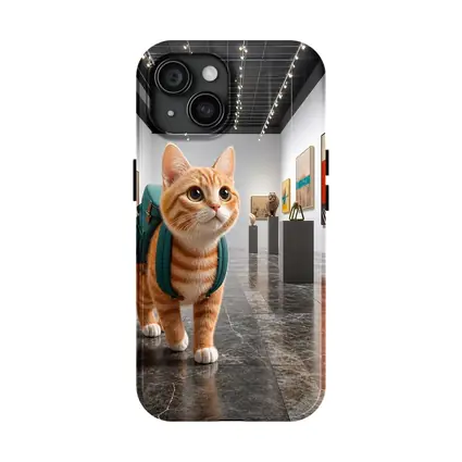 Orange Tabby Cat Exploring Art Gallery