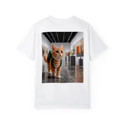Orange Tabby Cat Exploring Art Gallery
