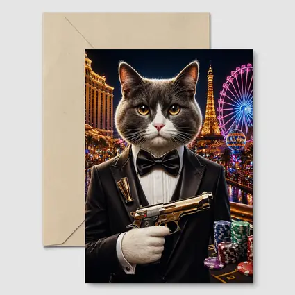 Gray Cat Spy Tuxedo Las Vegas Casino
