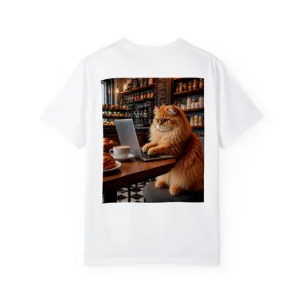 Persian Cat Working Laptop Cozy Coffee Shop