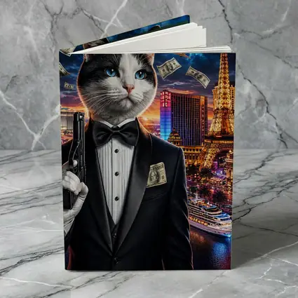 Tuxedo Cat Secret Agent Las Vegas Night