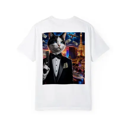Tuxedo Cat Secret Agent Las Vegas Night