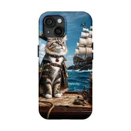Pirate Cat Captain Ship Ocean Adventure Art
