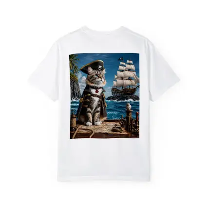 Pirate Cat Captain Ship Ocean Adventure Art