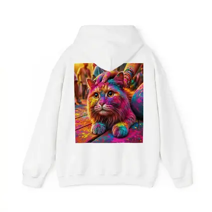 Colorful Cat Covered in Holi Festival Powder