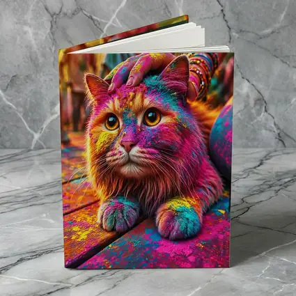Colorful Cat Covered in Holi Festival Powder