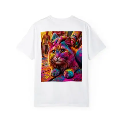 Colorful Cat Covered in Holi Festival Powder