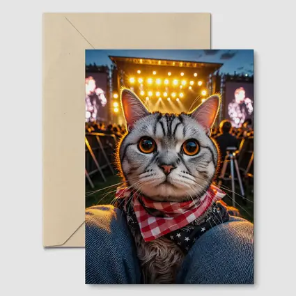 American Shorthair Cat At Concert Stage