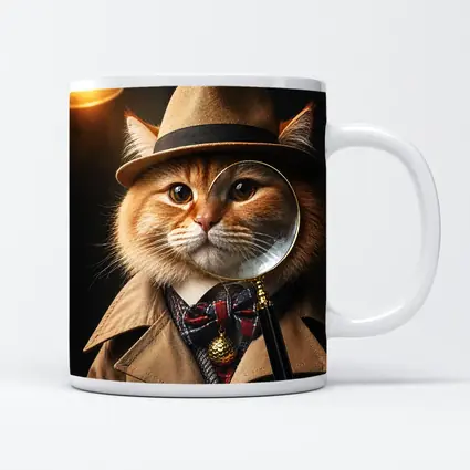 Orange Cat Detective Hat Magnifying Glass