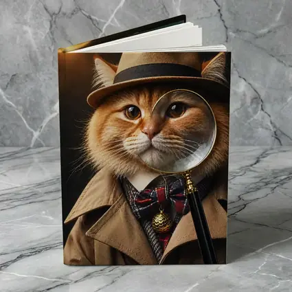 Orange Cat Detective Hat Magnifying Glass