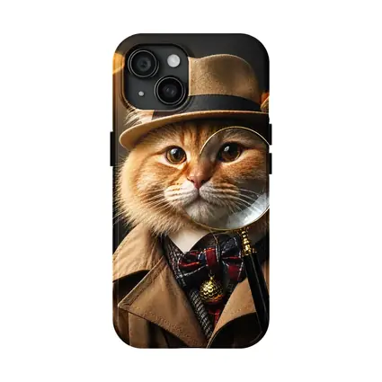 Orange Cat Detective Hat Magnifying Glass