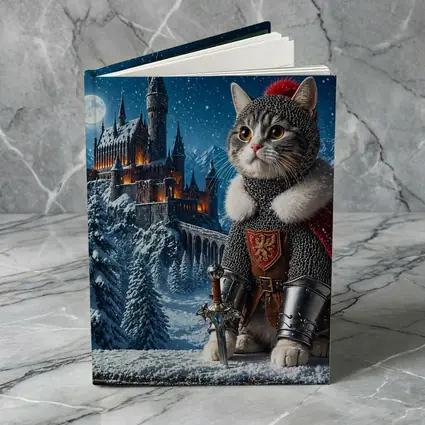 Knight Cat in Snowy Fantasy Castle