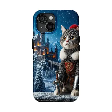 Knight Cat in Snowy Fantasy Castle