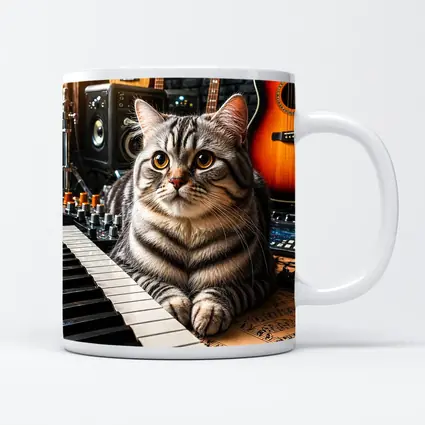American Shorthair Cat Music Studio Setting