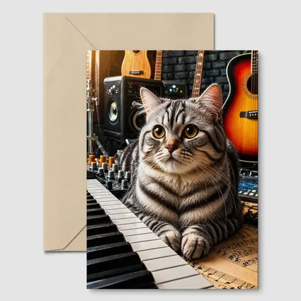 American Shorthair Cat Music Studio Setting