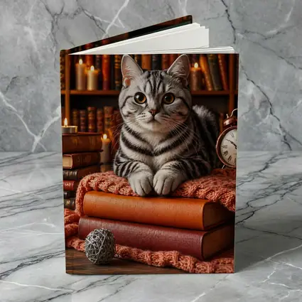 American Shorthair Cat Cozy Library Books