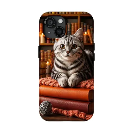 American Shorthair Cat Cozy Library Books