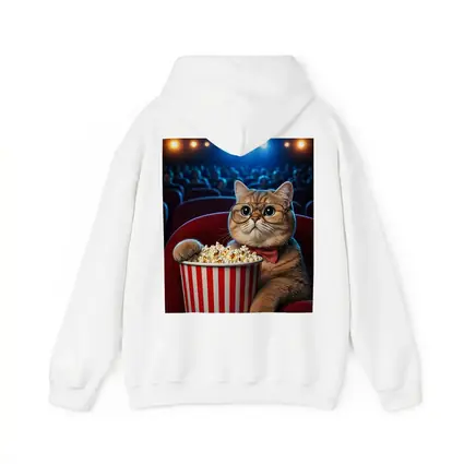Cat at Cinema Moviegoer with Popcorn