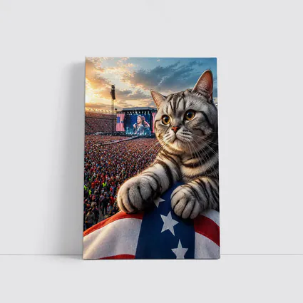American Shorthair Cat At Patriotic Concert
