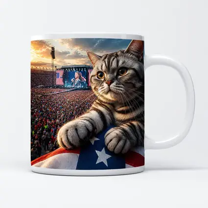 American Shorthair Cat At Patriotic Concert