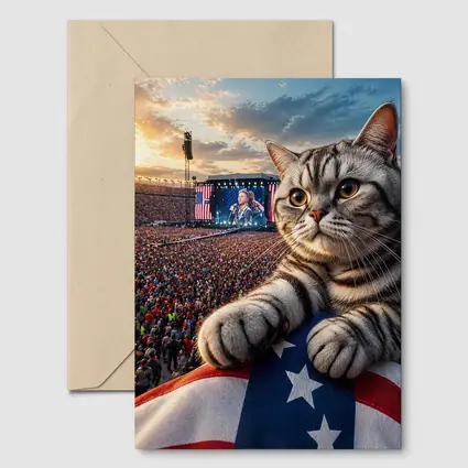 American Shorthair Cat At Patriotic Concert