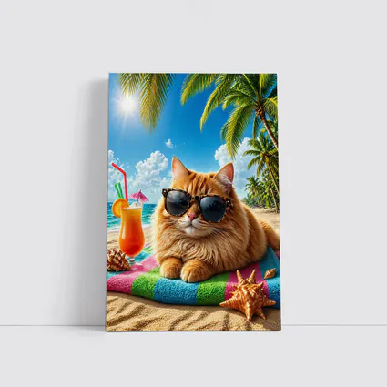 Orange Cat Sunglasses Relaxing Tropical Beach Summer