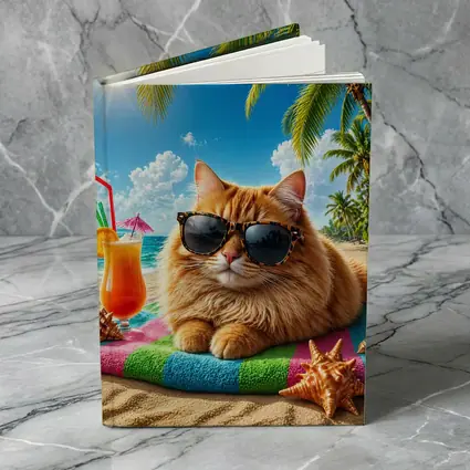 Orange Cat Sunglasses Relaxing Tropical Beach Summer