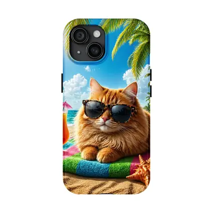 Orange Cat Sunglasses Relaxing Tropical Beach Summer