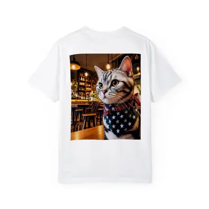 American Shorthair Cat Wearing Stars Bandana Cafe