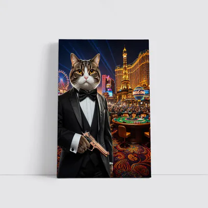 Tuxedo Cat Secret Agent Las Vegas Casino