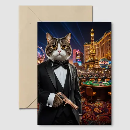 Tuxedo Cat Secret Agent Las Vegas Casino